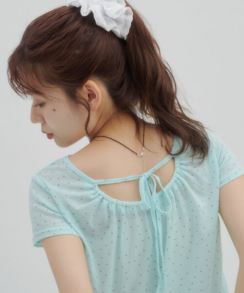 DISCOAT(ディスコート)の「【umm.】衿ギャザー半袖ドットプルオーバー(Tシャツ/カットソー・レディース・ブラック/ホワイト/オフホワイト/ミント・FREE)」の11枚目の写真