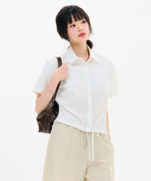CHASECULT（チェイスカルト）の「女性シアサッカー半袖シャツ-FBRG5574D0A（シャツ/ブラウス・レディース・アイボリー・85/90）」の2枚目の写真