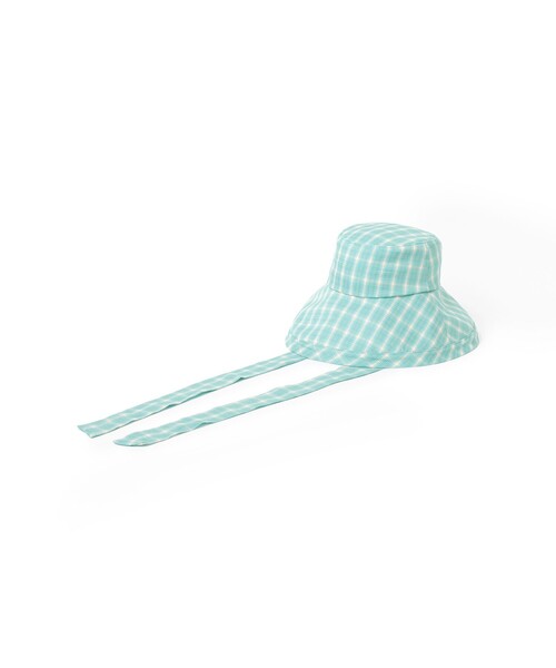 Ray BEAMS(レイビームス)の「チェック柄 つば広 ハット(ハット・レディース・ダークブラウン/サックスブルー・ONE SIZE)」の9枚目の写真