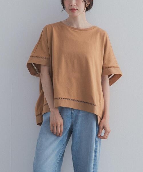 URBAN RESEARCH DOORS(アーバンリサーチドアーズ)の「ハシゴレースドッキングプルオーバー(Tシャツ/カットソー・レディース・ブラック/キャメル・FREE)」の2枚目の写真