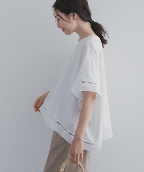 URBAN RESEARCH DOORS（アーバンリサーチドアーズ）の「ハシゴレースドッキングプルオーバー（Tシャツ/カットソー・レディース・ブラック/キャメル/オフホワイト・FREE）」の2枚目の写真