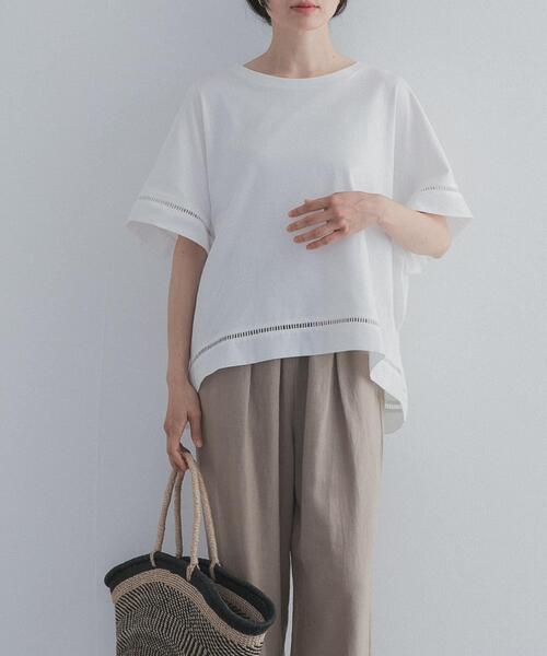 URBAN RESEARCH DOORS(アーバンリサーチドアーズ)の「ハシゴレースドッキングプルオーバー(Tシャツ/カットソー・レディース・ブラック/キャメル・FREE)」の6枚目の写真