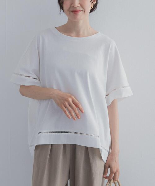 URBAN RESEARCH DOORS(アーバンリサーチドアーズ)の「ハシゴレースドッキングプルオーバー(Tシャツ/カットソー・レディース・ブラック/キャメル・FREE)」の7枚目の写真