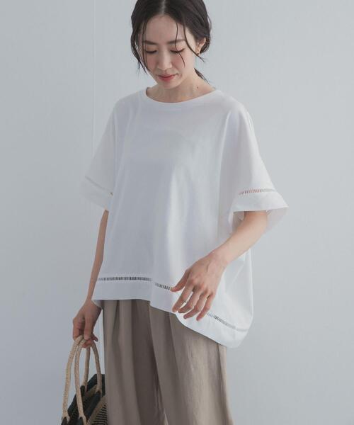 URBAN RESEARCH DOORS(アーバンリサーチドアーズ)の「ハシゴレースドッキングプルオーバー(Tシャツ/カットソー・レディース・ブラック/キャメル・FREE)」の9枚目の写真