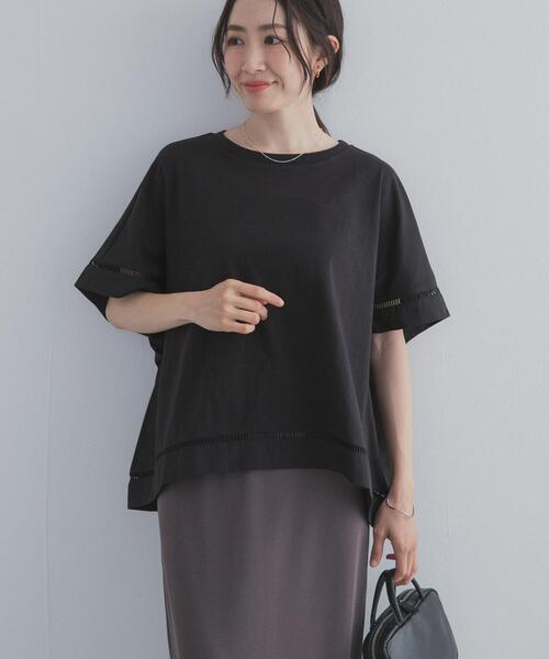 URBAN RESEARCH DOORS(アーバンリサーチドアーズ)の「ハシゴレースドッキングプルオーバー(Tシャツ/カットソー・レディース・ブラック/キャメル・FREE)」の15枚目の写真