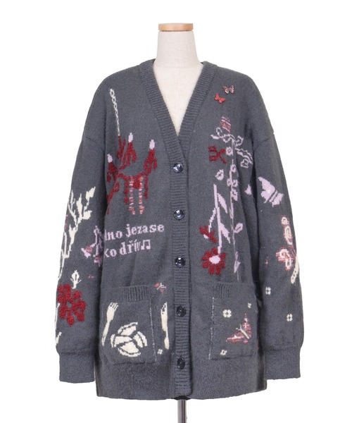 rurumu:(ルルムウ)の「rurumu:/ルルムウ/“rebelka” jacquard knit cardigan(カーディガン/ボレロ・レディース・ブラウン/グレー/アイボリー・F)」の2枚目の写真
