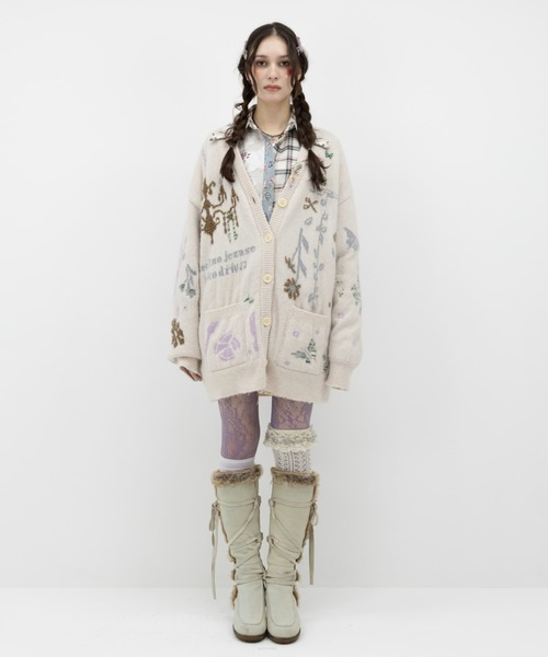 rurumu:(ルルムウ)の「rurumu:/ルルムウ/“rebelka” jacquard knit cardigan(カーディガン/ボレロ・レディース・ブラウン/グレー/アイボリー・F)」の6枚目の写真