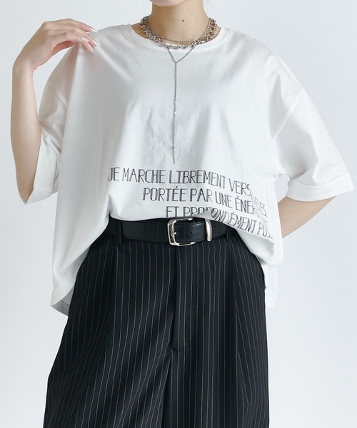 Lui's(ルイス)の「クロップドプリントTシャツ(Tシャツ/カットソー・レディース・ブルー/ブラック/オフホワイト・FREE)」の10枚目の写真