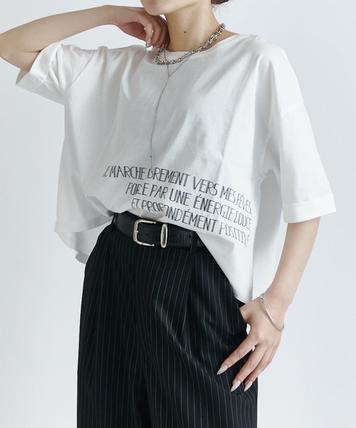 Lui's(ルイス)の「クロップドプリントTシャツ(Tシャツ/カットソー・レディース・ブルー/ブラック/オフホワイト・FREE)」の9枚目の写真