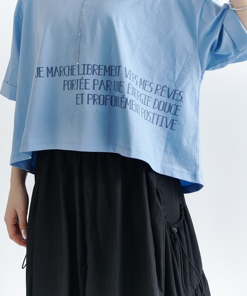 Lui's(ルイス)の「クロップドプリントTシャツ(Tシャツ/カットソー・レディース・ブルー/ブラック/オフホワイト・FREE)」の16枚目の写真
