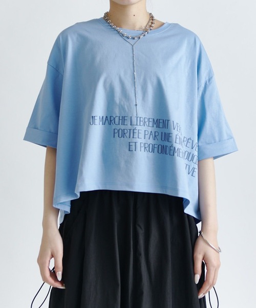 Lui's(ルイス)の「クロップドプリントTシャツ(Tシャツ/カットソー・レディース・ブルー/ブラック/オフホワイト・FREE)」の15枚目の写真