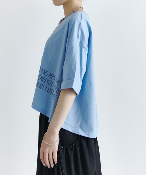 Lui's(ルイス)の「クロップドプリントTシャツ(Tシャツ/カットソー・レディース・ブルー/ブラック/オフホワイト・FREE)」の14枚目の写真