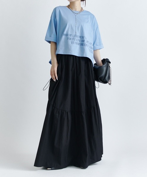 Lui's(ルイス)の「クロップドプリントTシャツ(Tシャツ/カットソー・レディース・ブルー/ブラック/オフホワイト・FREE)」の19枚目の写真