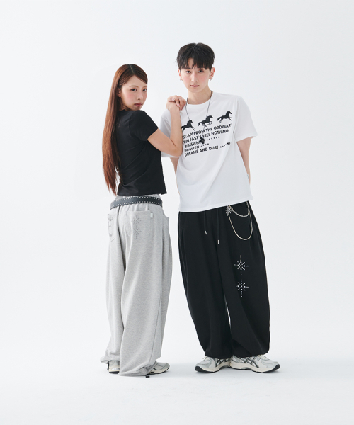 ESCAPEFROM（エスケープフロム）の「[ESCF x ホットトゥデイ] スターダストホースプリントスリムフィット半袖Tシャツブラック（Tシャツ/カットソー・レディース・その他・MEDIUM/LARGE）」の6枚目の写真