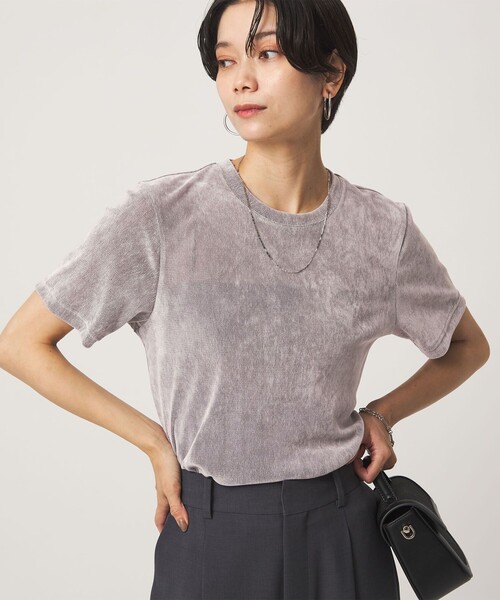 green label relaxing（グリーンレーベルリラクシング）の「シアーフロッキー Tシャツ（Tシャツ/カットソー・レディース・グレー/ブラック/ダークブラウン/ライラック・FREE）」の4枚目の写真