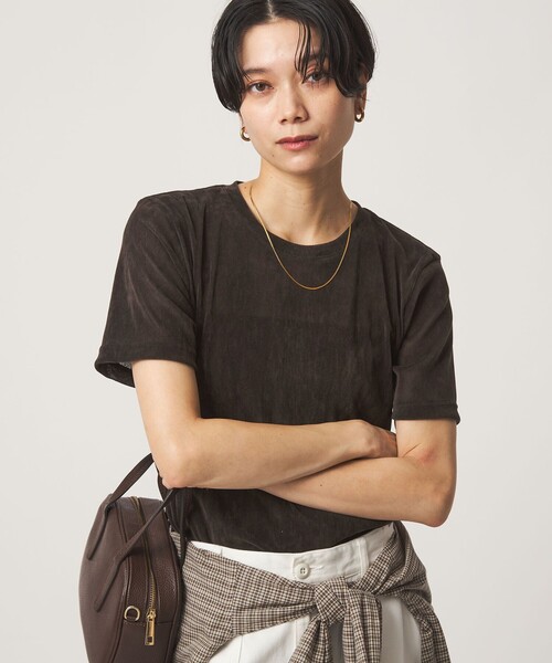 green label relaxing（グリーンレーベルリラクシング）の「シアーフロッキー Tシャツ（Tシャツ/カットソー・レディース・グレー/ブラック/ダークブラウン/ライラック・FREE）」の6枚目の写真