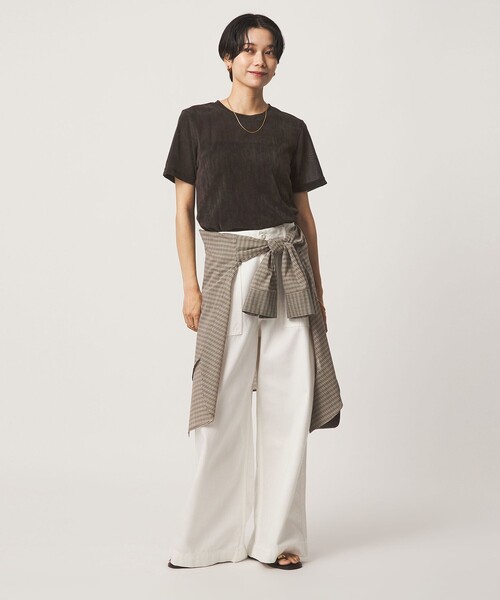 green label relaxing（グリーンレーベルリラクシング）の「シアーフロッキー Tシャツ（Tシャツ/カットソー・レディース・グレー/ブラック/ダークブラウン/ライラック・FREE）」の10枚目の写真