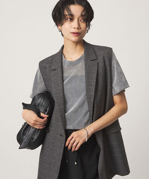 green label relaxing（グリーンレーベルリラクシング）の「シアーフロッキー Tシャツ（Tシャツ/カットソー・レディース・グレー/ブラック/ダークブラウン/ライラック・FREE）」の15枚目の写真