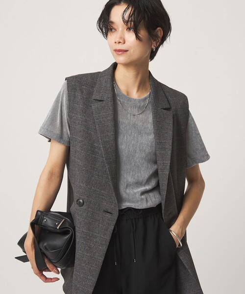 green label relaxing（グリーンレーベルリラクシング）の「シアーフロッキー Tシャツ（Tシャツ/カットソー・レディース・グレー/ブラック/ダークブラウン/ライラック・FREE）」の17枚目の写真