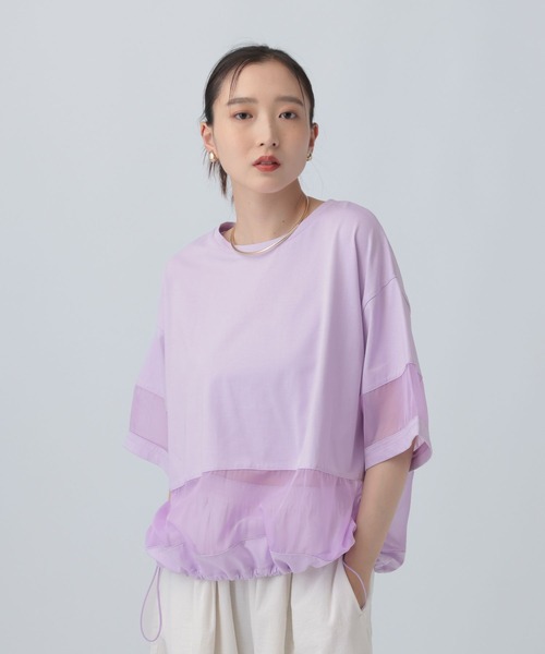 LEPSIM(レプシィム)の「ポイントシアー使いプルオーバーSS 841038(Tシャツ/カットソー・レディース・ブラック/ライトパープル・FREE)」の2枚目の写真