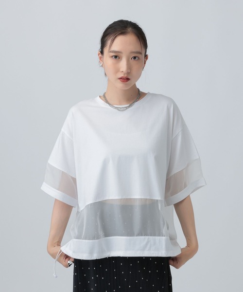 LEPSIM(レプシィム)の「ポイントシアー使いプルオーバーSS 841038(Tシャツ/カットソー・レディース・ブラック/ライトパープル/オフホワイト・FREE)」の2枚目の写真