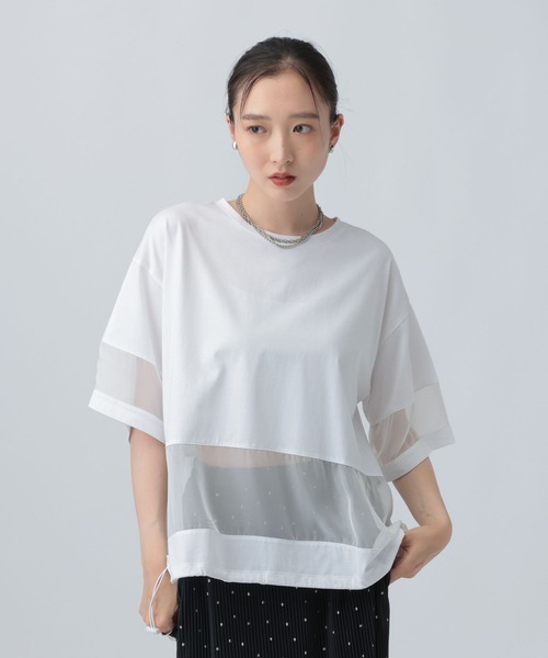 LEPSIM(レプシィム)の「ポイントシアー使いプルオーバーSS 841038(Tシャツ/カットソー・レディース・ブラック/ライトパープル/オフホワイト・FREE)」の4枚目の写真
