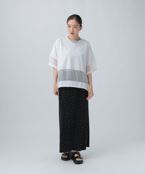 LEPSIM(レプシィム)の「ポイントシアー使いプルオーバーSS 841038(Tシャツ/カットソー・レディース・ブラック/ライトパープル/オフホワイト・FREE)」の7枚目の写真