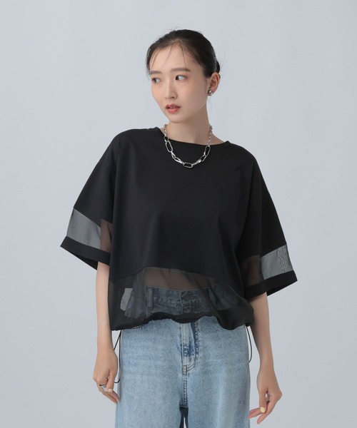 LEPSIM(レプシィム)の「ポイントシアー使いプルオーバーSS 841038(Tシャツ/カットソー・レディース・ブラック/ライトパープル/オフホワイト・FREE)」の10枚目の写真