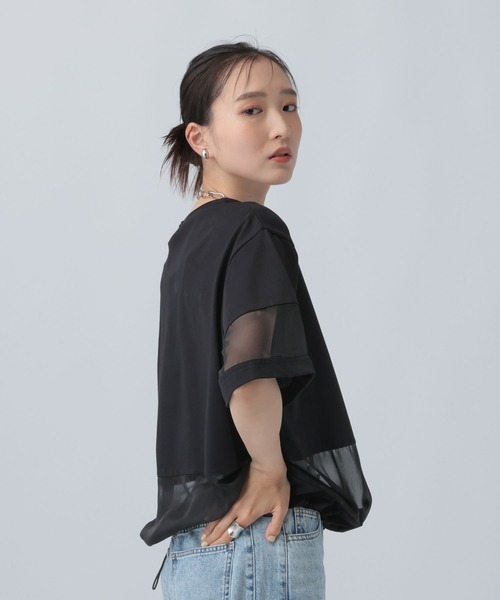 LEPSIM(レプシィム)の「ポイントシアー使いプルオーバーSS 841038(Tシャツ/カットソー・レディース・ブラック/ライトパープル/オフホワイト・FREE)」の11枚目の写真