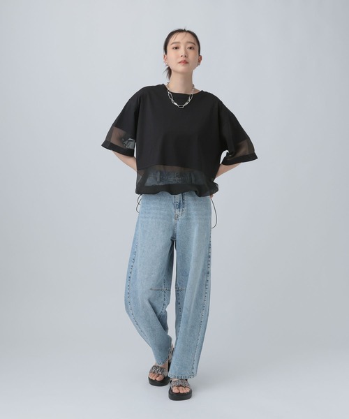 LEPSIM(レプシィム)の「ポイントシアー使いプルオーバーSS 841038(Tシャツ/カットソー・レディース・ブラック/ライトパープル/オフホワイト・FREE)」の13枚目の写真
