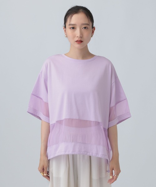 LEPSIM(レプシィム)の「ポイントシアー使いプルオーバーSS 841038(Tシャツ/カットソー・レディース・ブラック/ライトパープル/オフホワイト・FREE)」の14枚目の写真