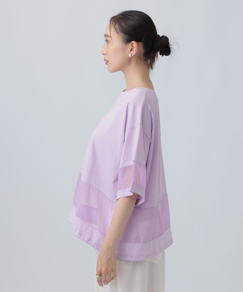 LEPSIM(レプシィム)の「ポイントシアー使いプルオーバーSS 841038(Tシャツ/カットソー・レディース・ブラック/ライトパープル/オフホワイト・FREE)」の15枚目の写真