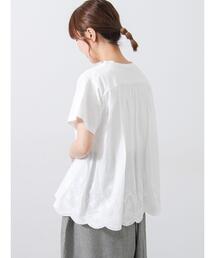Samansa Mos2 | 【接触冷感】バックスカラップレースTシャツ(Tシャツ/カットソー)
