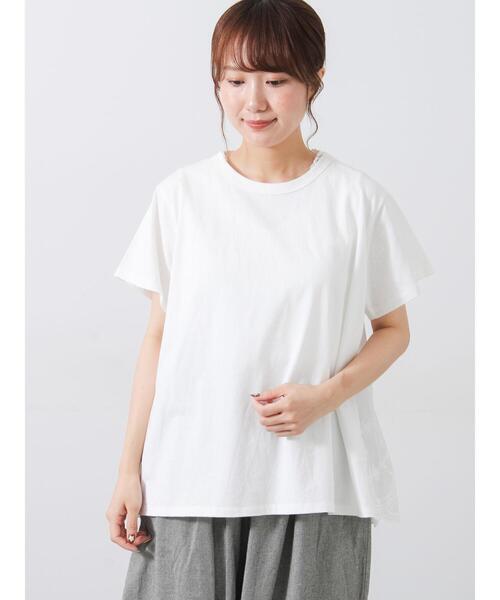 Samansa Mos2(サマンサ モスモス)の「【接触冷感】バックスカラップレースTシャツ(Tシャツ/カットソー・レディース・ブルー/イエロー/ブラック/オフホワイト・F)」の9枚目の写真