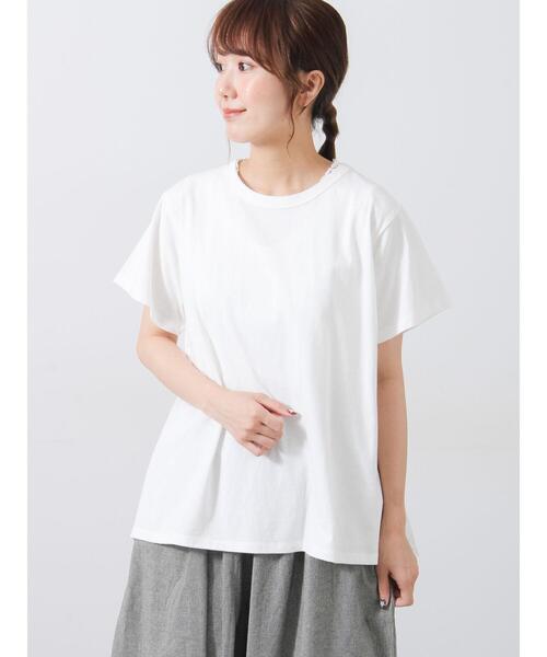 Samansa Mos2(サマンサ モスモス)の「【接触冷感】バックスカラップレースTシャツ(Tシャツ/カットソー・レディース・ブルー/イエロー/ブラック/オフホワイト・F)」の8枚目の写真