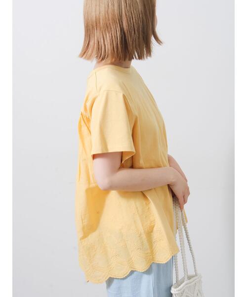 Samansa Mos2(サマンサ モスモス)の「【接触冷感】バックスカラップレースTシャツ(Tシャツ/カットソー・レディース・ブルー/イエロー/ブラック/オフホワイト・F)」の21枚目の写真