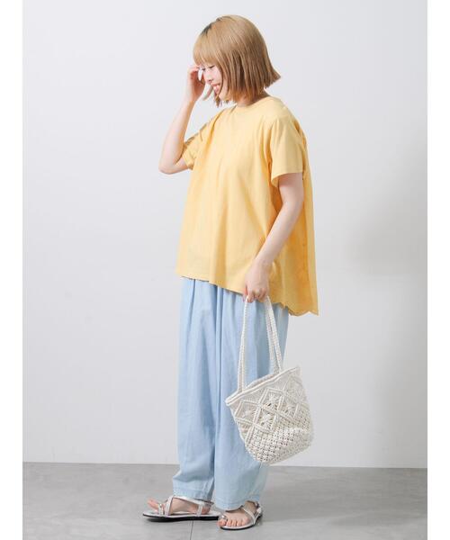 Samansa Mos2(サマンサ モスモス)の「【接触冷感】バックスカラップレースTシャツ(Tシャツ/カットソー・レディース・ブルー/イエロー/ブラック/オフホワイト・F)」の17枚目の写真