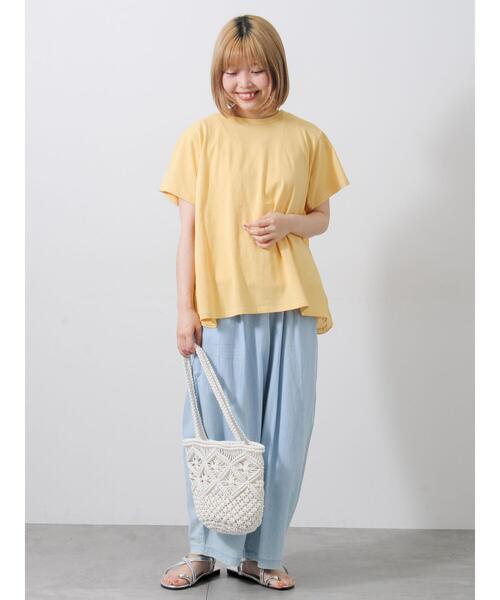 Samansa Mos2(サマンサ モスモス)の「【接触冷感】バックスカラップレースTシャツ(Tシャツ/カットソー・レディース・ブルー/イエロー/ブラック/オフホワイト・F)」の15枚目の写真