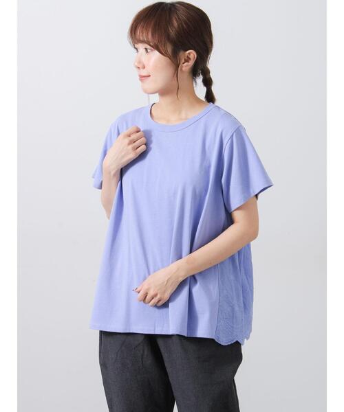 Samansa Mos2(サマンサ モスモス)の「【接触冷感】バックスカラップレースTシャツ(Tシャツ/カットソー・レディース・ブルー/イエロー/ブラック/オフホワイト・F)」の13枚目の写真