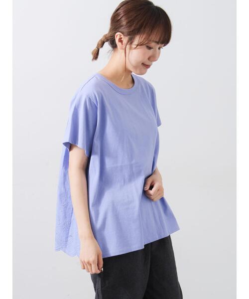 Samansa Mos2(サマンサ モスモス)の「【接触冷感】バックスカラップレースTシャツ(Tシャツ/カットソー・レディース・ブルー/イエロー/ブラック/オフホワイト・F)」の12枚目の写真