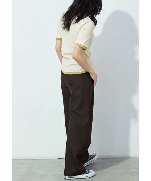 Fashion Letter(ファッションレター)の「フェイクレイヤード バイカラーヘンリー半袖プルオーバー(Tシャツ/カットソー・レディース・モカ/ブラック/グレイッシュベージュ/イエロー/アイボリー・M)」の15枚目の写真