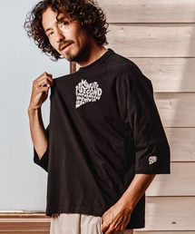 1minute 1second（ワンミニットワンセカンド）の「mt10591-metal & pave heart print half sleeve T-shirt ラグランTシャツ(1M26A300)（Tシャツ/カットソー）」