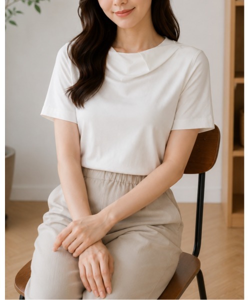 FAZVY(ファズビー)の「アシンメトリーネックカットソー(Tシャツ/カットソー・レディース・ブルー/ブラック/オレンジ/ホワイト・M)」の17枚目の写真