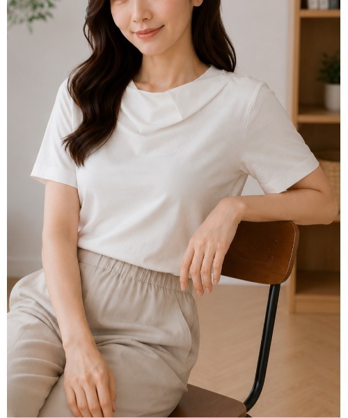 FAZVY(ファズビー)の「アシンメトリーネックカットソー(Tシャツ/カットソー・レディース・ブルー/ブラック/オレンジ/ホワイト・M)」の18枚目の写真