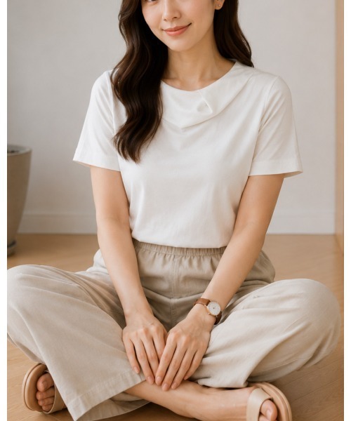 FAZVY(ファズビー)の「アシンメトリーネックカットソー(Tシャツ/カットソー・レディース・ブルー/ブラック/オレンジ/ホワイト・M)」の12枚目の写真