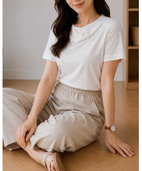 FAZVY(ファズビー)の「アシンメトリーネックカットソー(Tシャツ/カットソー・レディース・ブルー/ブラック/オレンジ/ホワイト・M)」の13枚目の写真