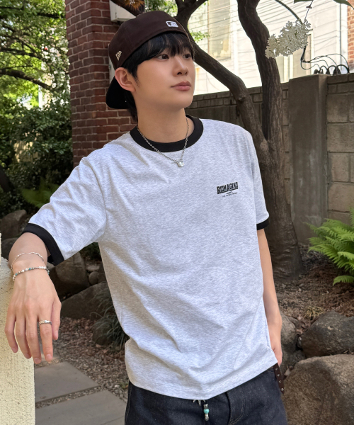 MINDBRIDGE（マインドブリッジ）の「[ON]グラフィックオーバーサイズリンガー半袖Tシャツ - 2カラー（Tシャツ/カットソー・メンズ・ライトグレー/アイボリー・100/110/95/105）」の5枚目の写真