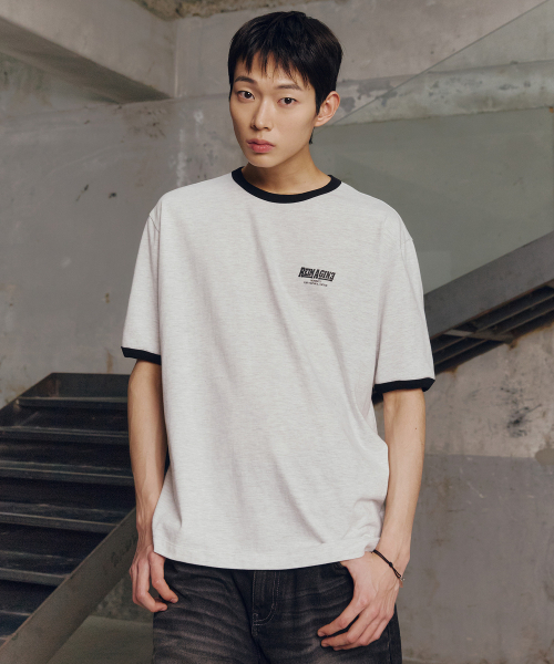 MINDBRIDGE（マインドブリッジ）の「[ON]グラフィックオーバーサイズリンガー半袖Tシャツ - 2カラー（Tシャツ/カットソー・メンズ・ライトグレー/アイボリー・100/110/95/105）」の7枚目の写真