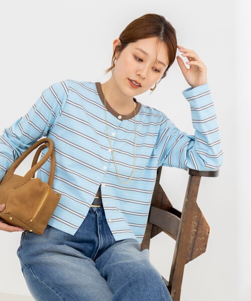 NOLLEY’S(ノーリーズ)の「マルチボーダークロップドカーディガン(カーディガン/ボレロ・レディース・ブルー系その他7/ブルー系その他3・38)」の12枚目の写真
