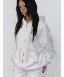 Graphic Zip Up Hoodie / Ivory